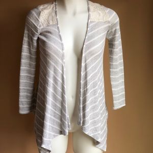 🌸FINAL PRICE🌸 Grey Open Cardigan Ivory Lace Back